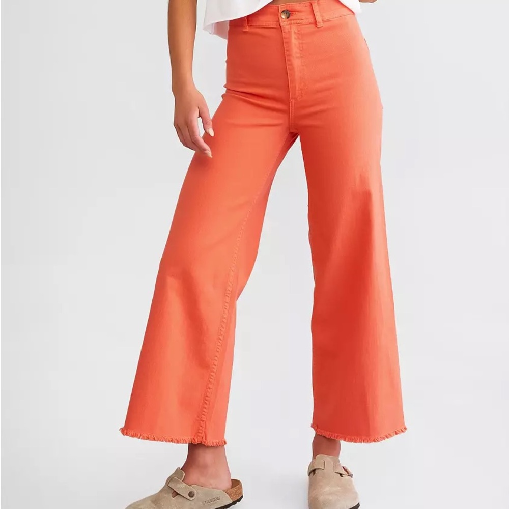 Women's Orange Wide-Leg Jeans